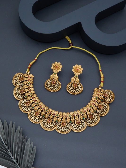 Elegant Gold-Plated Jewellery Set for Women – Necklace & Earrings