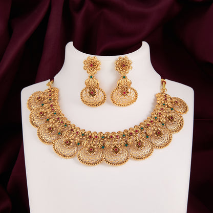 Elegant Gold-Plated Jewellery Set for Women – Necklace & Earrings