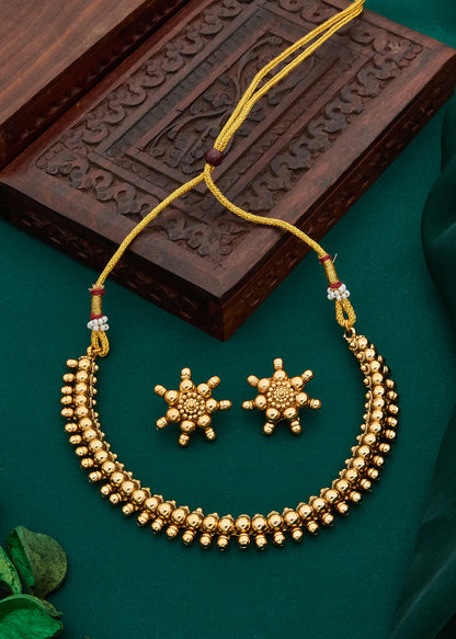Elegant Gold-Plated Jewellery Set for Women – Necklace & Earrings