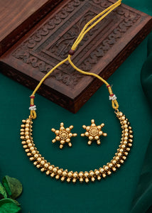 Elegant Gold-Plated Jewellery Set for Women – Necklace & Earrings