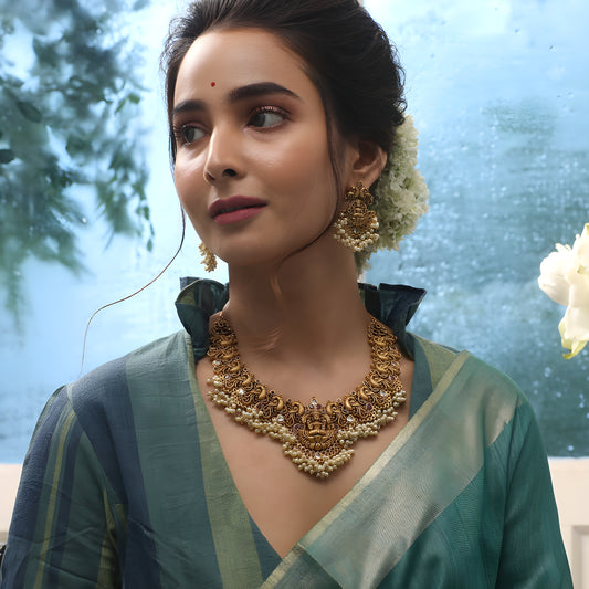 Elegant Gold-Plated Jewellery Set for Women – Necklace & Earrings